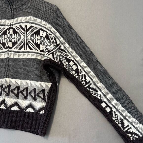 Lauren Ralph Lauren Women’s Full Zip Up Wool Blend Aztec Style Sweater Size M - Picture 4 of 11